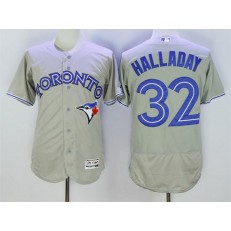 MLB Toronto Blue Jays 32 Roy Halladay Grey Flexbase Authentic Collection Men Jersey