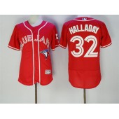 MLB Toronto Blue Jays 32 Roy Halladay Red Flexbase Authentic Collection Canada Day Stitched Men Jersey