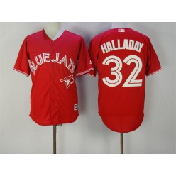 MLB Toronto Blue Jays 32 Roy Halladay Red New Cool Base 40th Anniversary Men Jersey