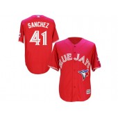 MLB Toronto Blue Jays 41 Aaron Sanchez Red New Cool Base 40th Anniversary Men Jersey