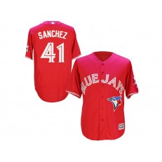 MLB Toronto Blue Jays 41 Aaron Sanchez Red New Cool Base 40th Anniversary Men Jersey