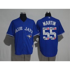 MLB Toronto Blue Jays 55 Russell Martin Blue Team Logo Print Cool Base Stitched Baseball Men Jersey
