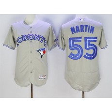 MLB Toronto Blue Jays 55 Russell Martin Grey Flexbase Authentic Collection Men Jersey