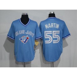 MLB Toronto Blue Jays 55 Russell Martin Light Blue Pullover Majestic Cool Base Cooperstown Collection Men Jersey