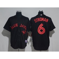 MLB Toronto Blue Jays 6 Marcus Stroman Black Strip Stitched Men Jersey