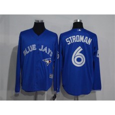 MLB Toronto Blue Jays 6 Marcus Stroman Blue New Cool Base Long Sleeve Stitched Men Jersey