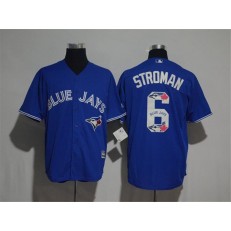MLB Toronto Blue Jays 6 Marcus Stroman Blue Team Logo Print Cool Base Stitched Baseball Men Jersey