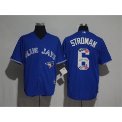 MLB Toronto Blue Jays 6 Marcus Stroman Blue Team Logo Print Cool Base Stitched Baseball Men Jersey