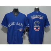 MLB Toronto Blue Jays 6 Marcus Stroman Blue USA Flag Fashion Men Jersey