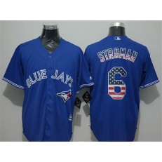 MLB Toronto Blue Jays 6 Marcus Stroman Blue USA Flag Fashion Men Jersey