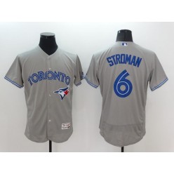 MLB Toronto Blue Jays 6 Marcus Stroman Grey Flexbase Authentic Collection Stitched Baseball Men Jersey