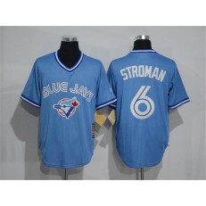 MLB Toronto Blue Jays 6 Marcus Stroman Light Blue Pullover Majestic Cool Base Cooperstown Collection Men Jersey