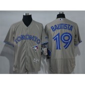 MLB Toronto Blue Jays 19 Jose Bautista Gray Road 2016 Flexbase Majestic Baseball Men Jersey