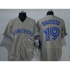 MLB Toronto Blue Jays 19 Jose Bautista Gray Road 2016 Flexbase Majestic Baseball Men Jersey