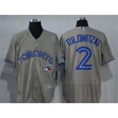 MLB Toronto Blue Jays 2 Troy Tulowitzki Gray Road 2016 Flexbase Majestic Baseball Men Jersey