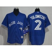 MLB Toronto Blue Jays 2 Troy Tulowitzki Royal Blue 2016 Flexbase Majestic Baseball Men Jersey