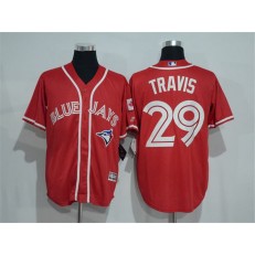 MLB Toronto Blue Jays 29 Devon Travis Red Stitched 2016 Canada Day Majestic Cool Base Men Jersey