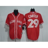 MLB Toronto Blue Jays 29 Joe Carter Red Stitched 2016 Canada Day Majestic Cool Base Men Jersey