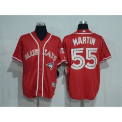 MLB Toronto Blue Jays 55 Russell Martin Red Stitched 2016 Canada Day Majestic Cool Base Men Jersey