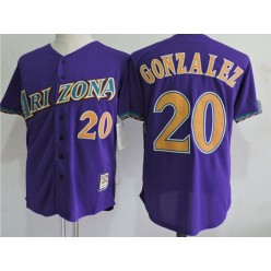 MLB Arizona Diamondbacks 20 Luis Gonzalez Purple Throwback Cool Base Men Jersey