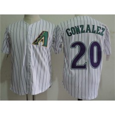 MLB Arizona Diamondbacks 20 Luis Gonzalez White Strip Throwback Cool Base Men Jersey