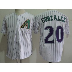 MLB Arizona Diamondbacks 20 Luis Gonzalez White Strip Throwback Cool Base Men Jersey