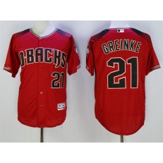 MLB Arizona Diamondbacks 21 Zack Greinke Retired Road Red Brick 2016 Flexbase Majestic Baseball Men Jersey