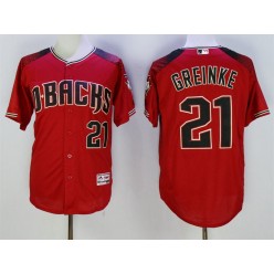 MLB Arizona Diamondbacks 21 Zack Greinke Retired Road Red Brick 2016 Flexbase Majestic Baseball Men Jersey