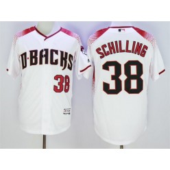MLB Arizona Diamondbacks 38 Curt Schilling Retired Home White Brick 2016 Flexbase Majestic Baseball Men Jersey