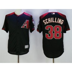 MLB Arizona Diamondbacks 38 Curt Schilling Retired Road Black Brick 2016 Flexbase Majestic Baseball Men Jersey