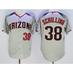 MLB Arizona Diamondbacks 38 Curt Schilling Retired Road Gray Brick 2016 Flexbase Majestic Baseball Men Jersey