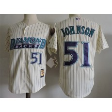 MLB Arizona Diamondbacks 51 Randy Johnson Cream 1999 Cooperstown Collection Stitched Throwback Cool Base Men Jersey