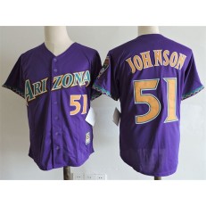MLB Arizona Diamondbacks 51 Randy Johnson Purple Throwback Cool Base Men Jersey