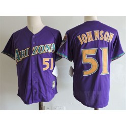 MLB Arizona Diamondbacks 51 Randy Johnson Purple Throwback Cool Base Men Jersey