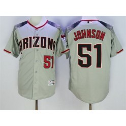MLB Arizona Diamondbacks 51 Randy Johnson Retired Home Gray Brick 2016 Flexbase Majestic Baseball Men Jersey