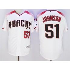 MLB Arizona Diamondbacks 51 Randy Johnson Retired Home White Brick 2016 Flexbase Majestic Baseball Men Jersey