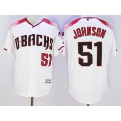 MLB Arizona Diamondbacks 51 Randy Johnson Retired Home White Brick 2016 Flexbase Majestic Baseball Men Jersey