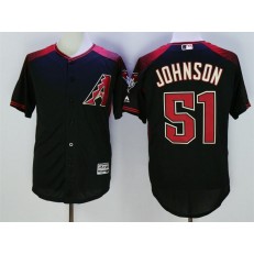 MLB Arizona Diamondbacks 51 Randy Johnson Retired Road Black Brick 2016 Flexbase Majestic Baseball Men Jersey