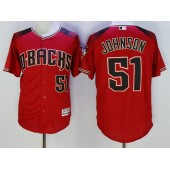 MLB Arizona Diamondbacks 51 Randy Johnson Retired Road Red Brick 2016 Flexbase Majestic Baseball Men Jersey
