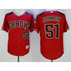MLB Arizona Diamondbacks 51 Randy Johnson Retired Road Red Brick 2016 Flexbase Majestic Baseball Men Jersey