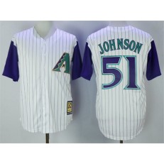 MLB Arizona Diamondbacks 51 Randy Johnson White Majestic Cooperstown Collection Throwback Cool Base Men Jersey