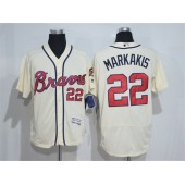 MLB Atlanta Braves 22 Markakis Retired Cream Stitched Majestic Flex Base Men Jersey