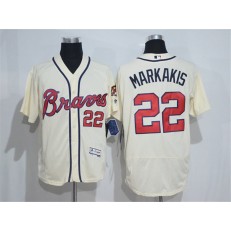 MLB Atlanta Braves 22 Markakis Retired Cream Stitched Majestic Flex Base Men Jersey