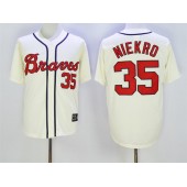 MLB Atlanta Braves 35 Niekro Cream Throwback 2017 Cool Base Men Jersey