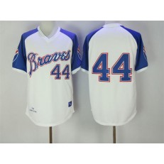 MLB Atlanta Braves 44 Aaron White 1974 Throwback Cool Base Men Jersey