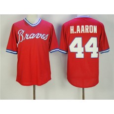 MLB Atlanta Braves 44 H.Aaron Red 1980 Throwback Cool Base Men Jersey