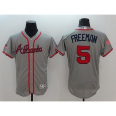 MLB Atlanta Braves 5 Freddie Freeman Grey Fashion 2016 Flex Base Jersey