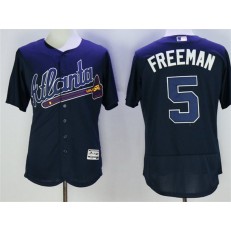 MLB Atlanta Braves 5 Freddie Freeman Navy Blue Stitched 2016 Majestic Flex Base Men Jersey