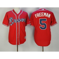 MLB Atlanta Braves 5 Freddie Freeman Red 2017 Cool Base Men Jersey