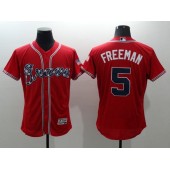 MLB Atlanta Braves 5 Freddie Freeman Red Stitched Majestic Flex Base Men Jersey